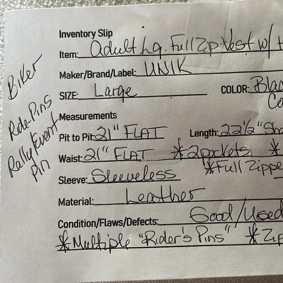 Vintage UNIK SZ LG Adjustable Leather Vest & Neck Cover Embroidered W/Event Pins - Picture 2 of 15